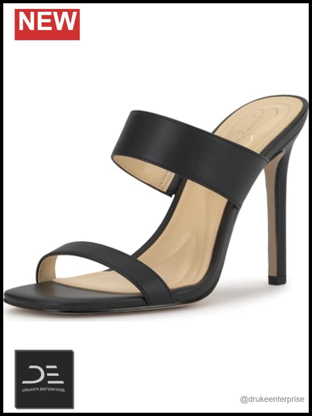 Faux Leather Stiletto Heeled Sandals with Ankle Strap, Open Toe, 3.9" Heel